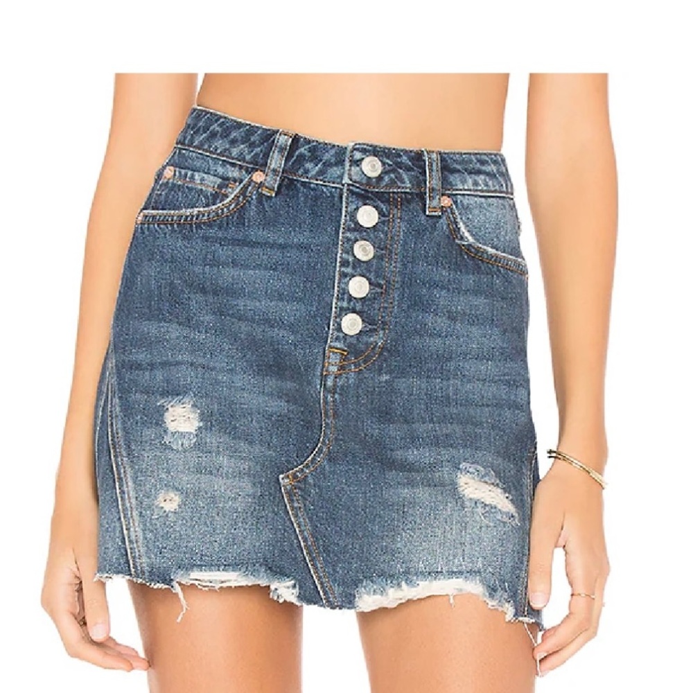 NWT Free People Denim A-Line Skirt